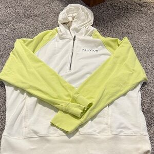 Peloton White and Lime Green Hoodie